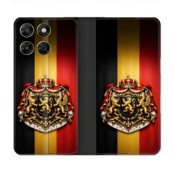 Housse Cuir Portefeuille Pour Motorola Moto G67 / G77 / G87 Voyage Drapeau Belgique