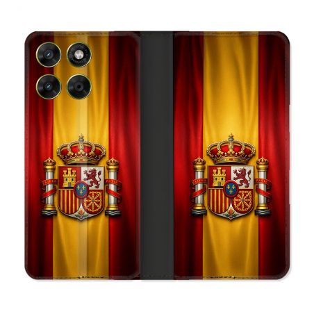 Housse Cuir Portefeuille Pour Motorola Moto G67 / G77 / G87 Voyage Drapeau Espagne