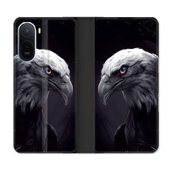 Housse Cuir Portefeuille Pour Xiaomi Redmi A7 Pro Animal Aigle Royal Noir