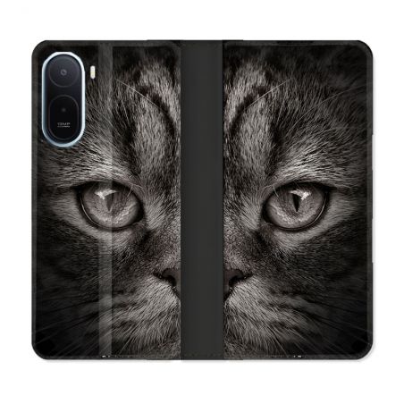 Housse Cuir Portefeuille Pour Xiaomi Redmi A7 Pro Animal Chat Gris