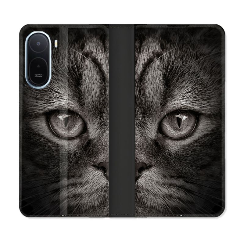 Housse Cuir Portefeuille Pour Xiaomi Redmi A7 Pro Animal Chat Gris