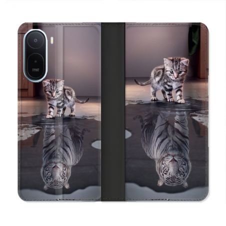 Housse Cuir Portefeuille Pour Xiaomi Redmi A7 Pro Animal Chat Reflet