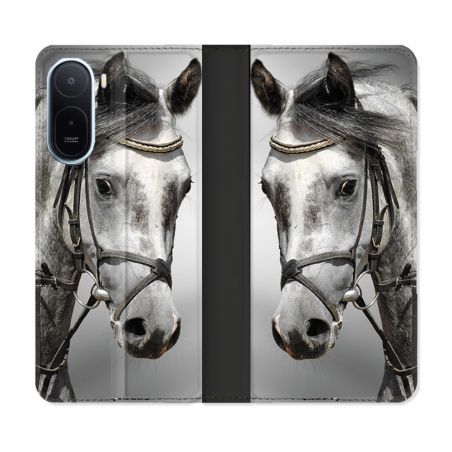 Housse Cuir Portefeuille Pour Xiaomi Redmi A7 Pro Animal Cheval Blanc