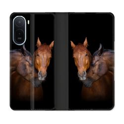 Housse Cuir Portefeuille Pour Xiaomi Redmi A7 Pro Animal Cheval Marron