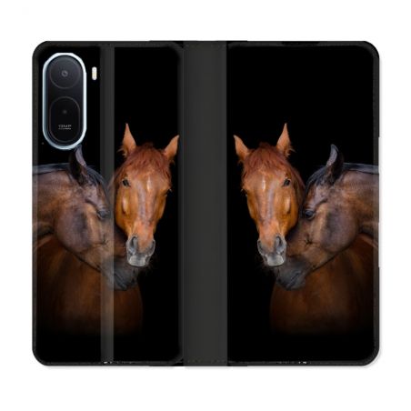 Housse Cuir Portefeuille Pour Xiaomi Redmi A7 Pro Animal Cheval Marron