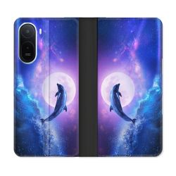 Housse Cuir Portefeuille Pour Xiaomi Redmi A7 Pro Animal Dauphin Vague