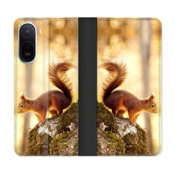 Housse Cuir Portefeuille Pour Xiaomi Redmi A7 Pro Animal Ecureuil Bois
