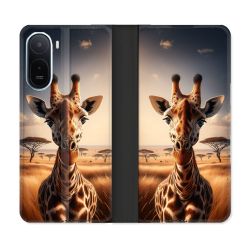 Housse Cuir Portefeuille Pour Xiaomi Redmi A7 Pro Animal Girafe Savane