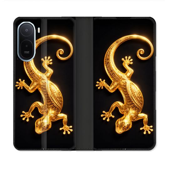 Housse Cuir Portefeuille Pour Xiaomi Redmi A7 Pro Animal Lezard Noir 2026
