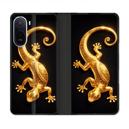 Housse Cuir Portefeuille Pour Xiaomi Redmi A7 Pro Animal Lezard Noir 2026