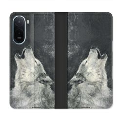 Housse Cuir Portefeuille Pour Xiaomi Redmi A7 Pro Animal Loup Hurlement