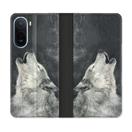 Housse Cuir Portefeuille Pour Xiaomi Redmi A7 Pro Animal Loup Hurlement