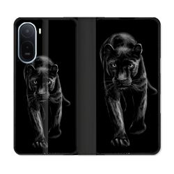 Housse Cuir Portefeuille Pour Xiaomi Redmi A7 Pro Animal Panthère Noire