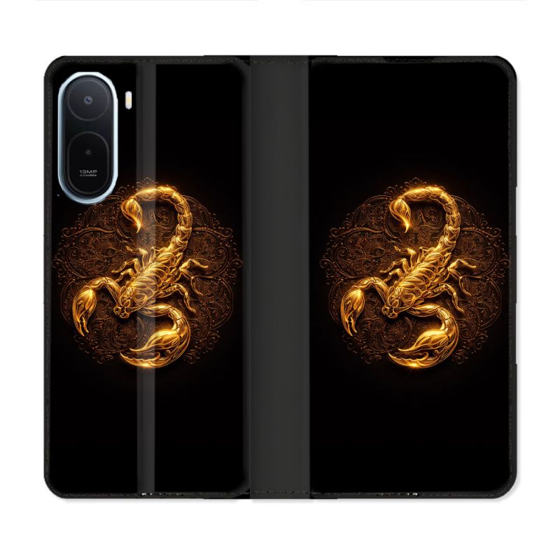 Housse Cuir Portefeuille Pour Xiaomi Redmi A7 Pro Animal Scorpion Fresque 2026