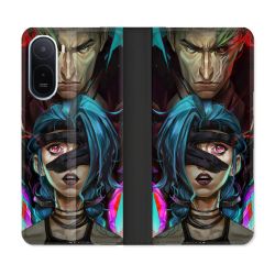 Housse Cuir Portefeuille Pour Xiaomi Redmi A7 Pro Arcane Jinx Bleu
