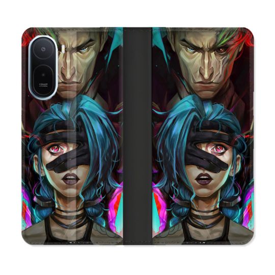 Housse Cuir Portefeuille Pour Xiaomi Redmi A7 Pro Arcane Jinx Bleu
