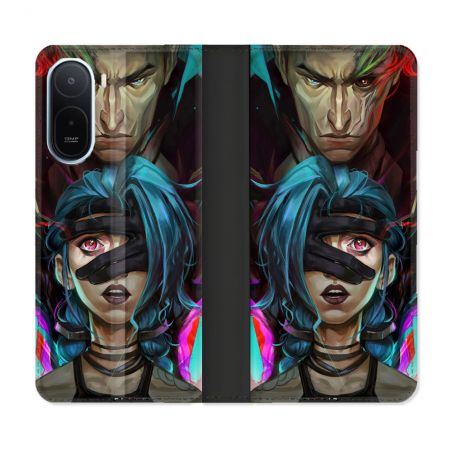 Housse Cuir Portefeuille Pour Xiaomi Redmi A7 Pro Arcane Jinx Bleu