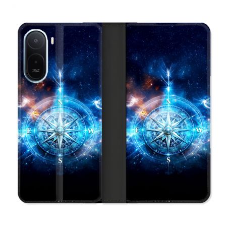 Housse Cuir Portefeuille Pour Xiaomi Redmi A7 Pro Voyage Rose des Vents Stellaire