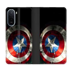Housse Cuir Portefeuille Pour Xiaomi Redmi A7 Pro Captain America Bouclier