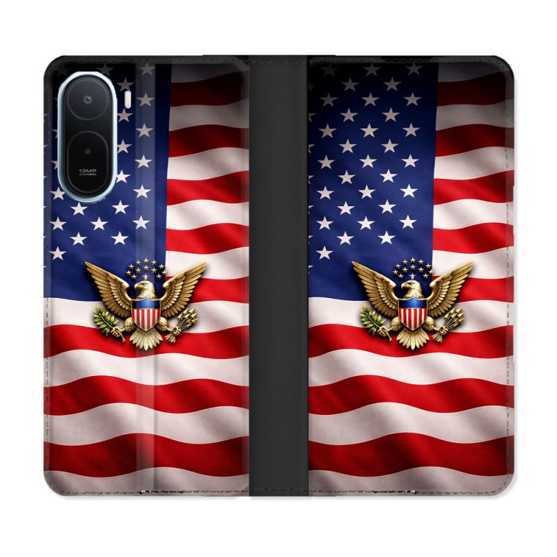 Housse Cuir Portefeuille Pour Xiaomi Redmi A7 Pro Voyage Drapeau USA Etats Unis