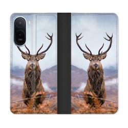 Housse Cuir Portefeuille Pour Xiaomi Redmi A7 Pro Chasse Chevreuil Montagne