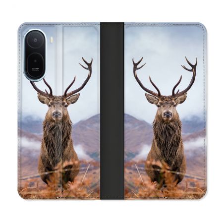 Housse Cuir Portefeuille Pour Xiaomi Redmi A7 Pro Chasse Chevreuil Montagne