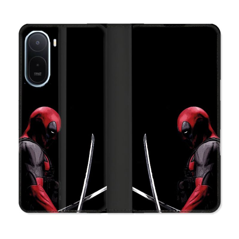 Housse Cuir Portefeuille Pour Xiaomi Redmi A7 Pro Deadpool Epee