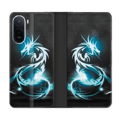 Housse Cuir Portefeuille Pour Xiaomi Redmi A7 Pro Fantastique Dragon Bleu