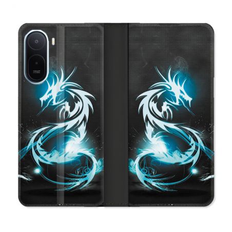 Housse Cuir Portefeuille Pour Xiaomi Redmi A7 Pro Fantastique Dragon Bleu