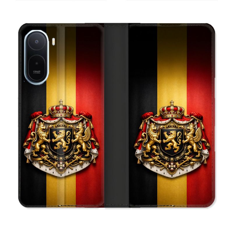 Housse Cuir Portefeuille Pour Xiaomi Redmi A7 Pro Voyage Drapeau Belgique