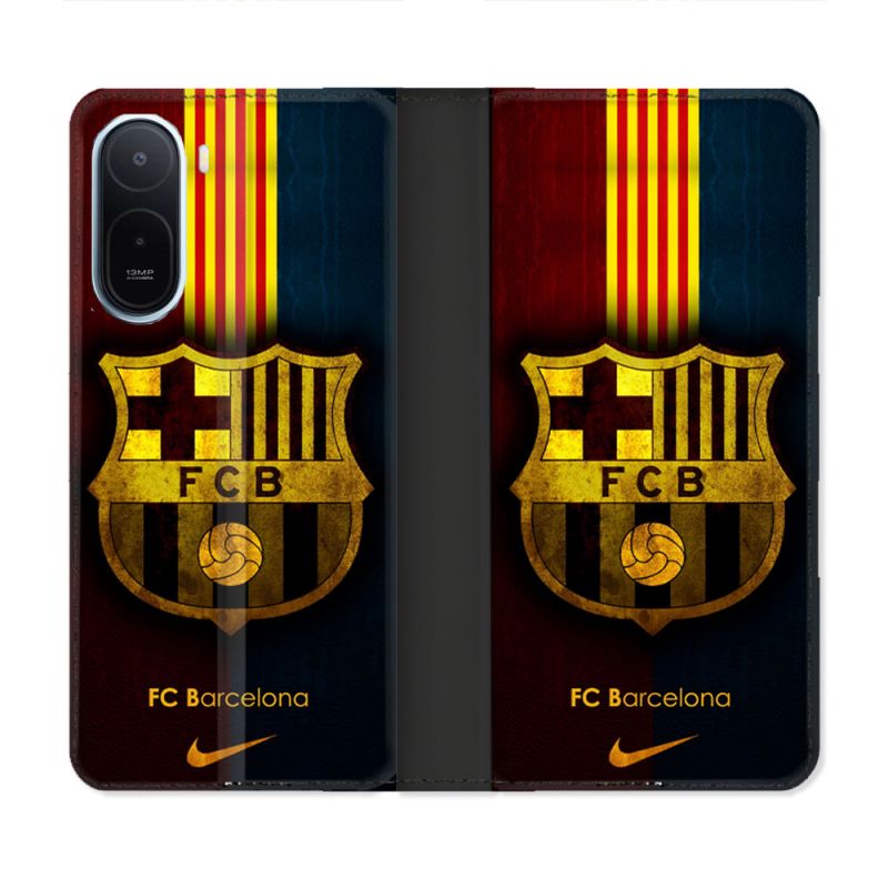 Housse Cuir Portefeuille Pour Xiaomi Redmi A7 Pro Foot FC Barcelone Vintage