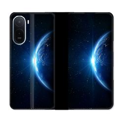 Housse Cuir Portefeuille Pour Xiaomi Redmi A7 Pro Univers Planete Terre