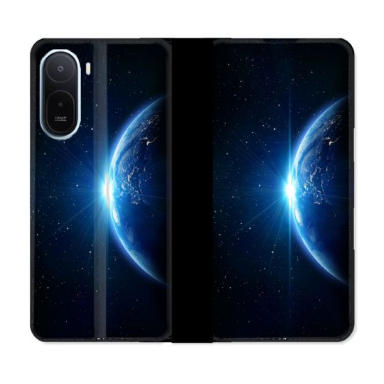 Housse Cuir Portefeuille Pour Xiaomi Redmi A7 Pro Univers Planete Terre