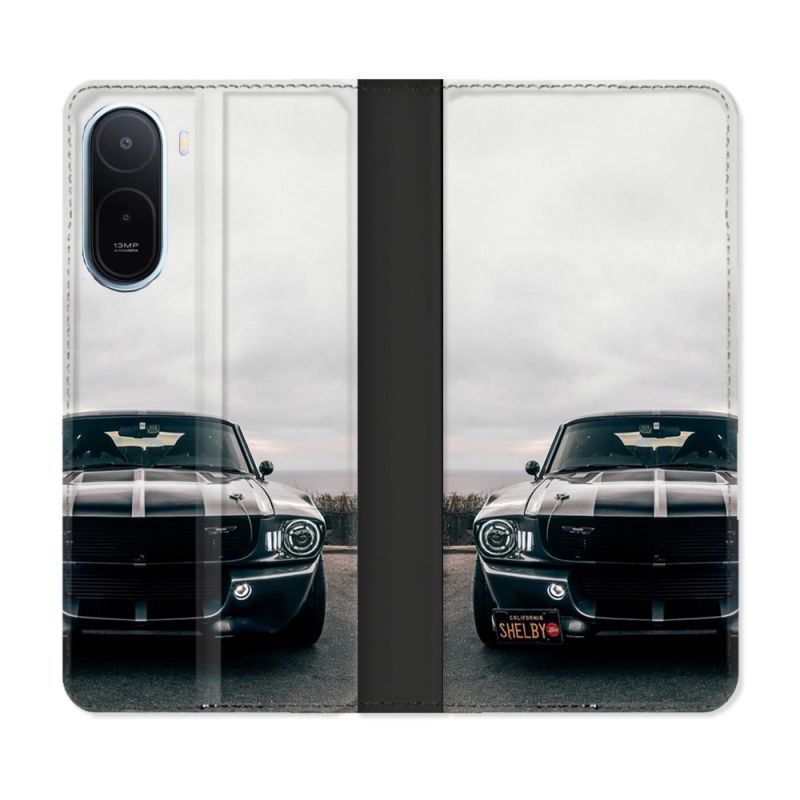 Housse Cuir Portefeuille Pour Xiaomi Redmi A7 Pro Ford Mustang GT500 Vintage