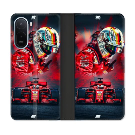Housse Cuir Portefeuille Pour Xiaomi Redmi A7 Pro Formule 1 F1 Ferrari