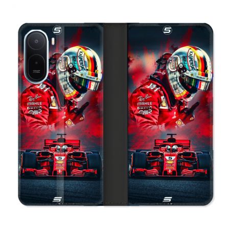 Housse Cuir Portefeuille Pour Xiaomi Redmi A7 Pro Formule 1 F1 Ferrari