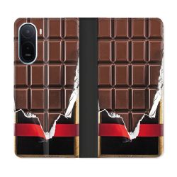 Housse Cuir Portefeuille Pour Xiaomi Redmi A7 Pro Texture Trompe Oeil Chocolat