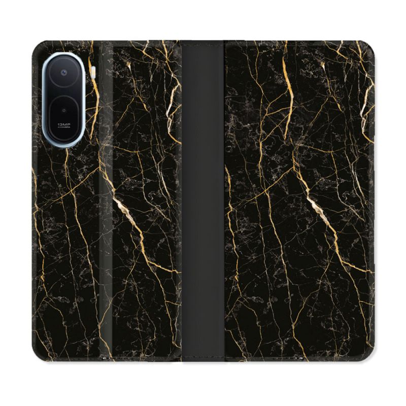 Housse Cuir Portefeuille Pour Xiaomi Redmi A7 Pro Texture Marbre Noir
