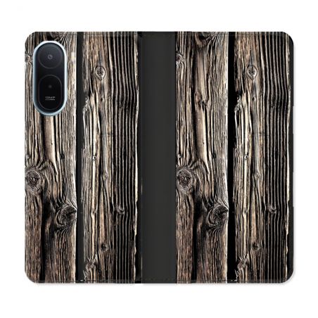 Housse Cuir Portefeuille Pour Xiaomi Redmi A7 Pro Texture Bois
