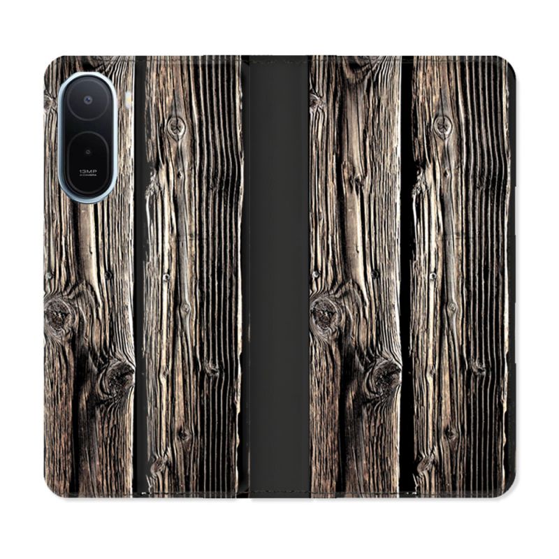 Housse Cuir Portefeuille Pour Xiaomi Redmi A7 Pro Texture Bois