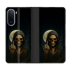 Housse Cuir Portefeuille Pour Xiaomi Redmi A7 Pro Tete de Mort Doigt 2026