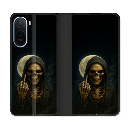 Housse Cuir Portefeuille Pour Xiaomi Redmi A7 Pro Tete de Mort Doigt 2026