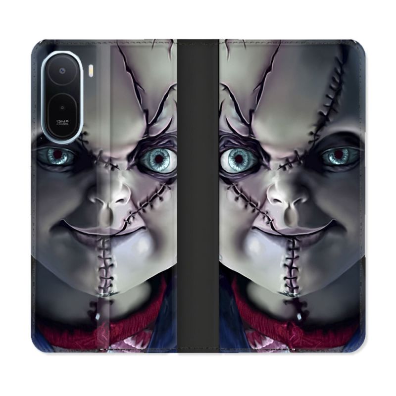 Housse Cuir Portefeuille Pour Xiaomi Redmi A7 Pro Horreur Chucky Cicatrice