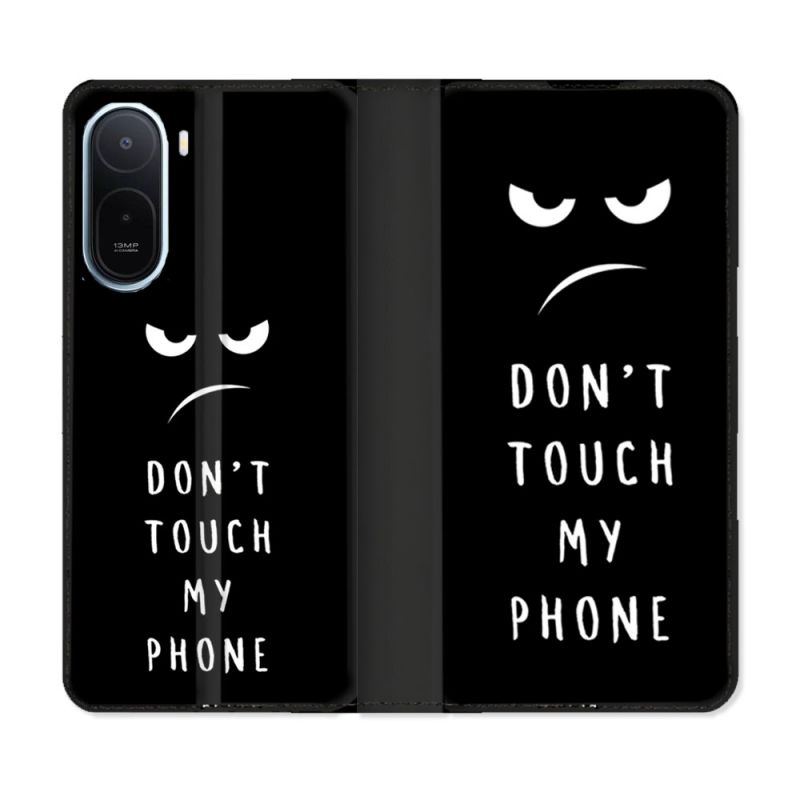 Housse Cuir Portefeuille Pour Xiaomi Redmi A7 Pro Humour Don't Touch