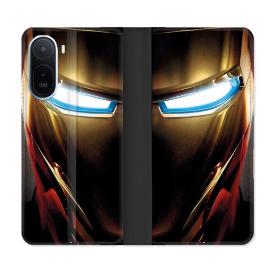 Housse Cuir Portefeuille Pour Xiaomi Redmi A7 Pro Iron Man Casque