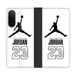 Housse Cuir Portefeuille Pour Xiaomi Redmi A7 Pro Jordan 23 Blanc