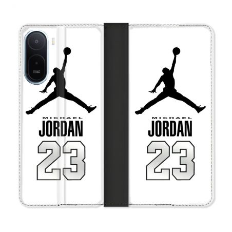 Housse Cuir Portefeuille Pour Xiaomi Redmi A7 Pro Jordan 23 Blanc