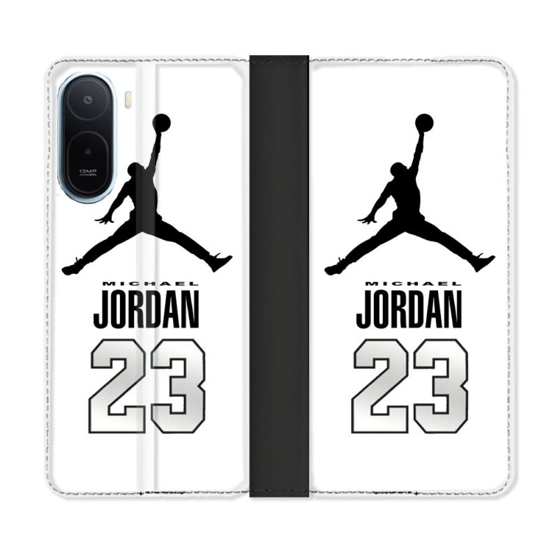 Housse Cuir Portefeuille Pour Xiaomi Redmi A7 Pro Jordan 23 Blanc