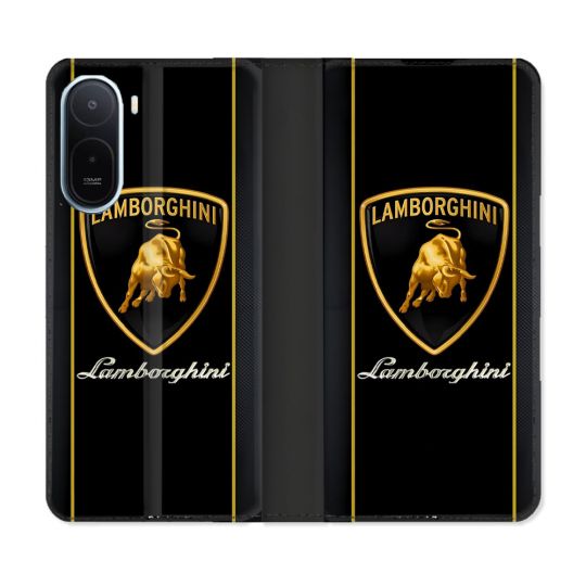 Housse Cuir Portefeuille Pour Xiaomi Redmi A7 Pro Lamborghini Carbone