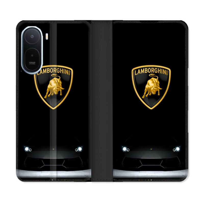 Housse Cuir Portefeuille Pour Xiaomi Redmi A7 Pro Lamborghini Noir
